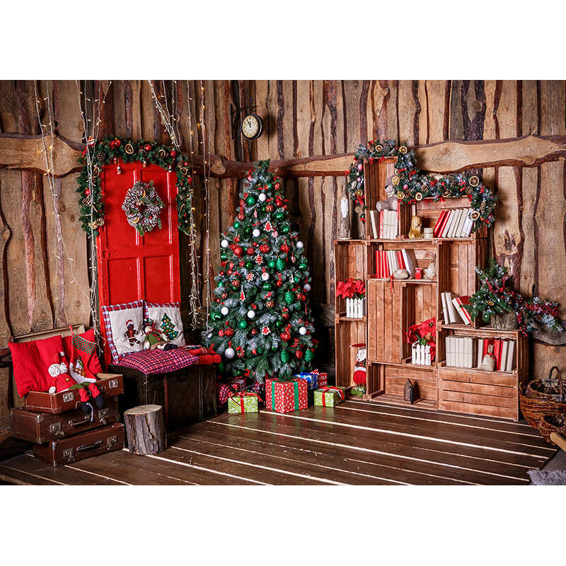 Рождественская Тема Фотография фон Рождественская елка Подарок Дети Портретные фоны для фотостудии реквизит 2197 DHT-59