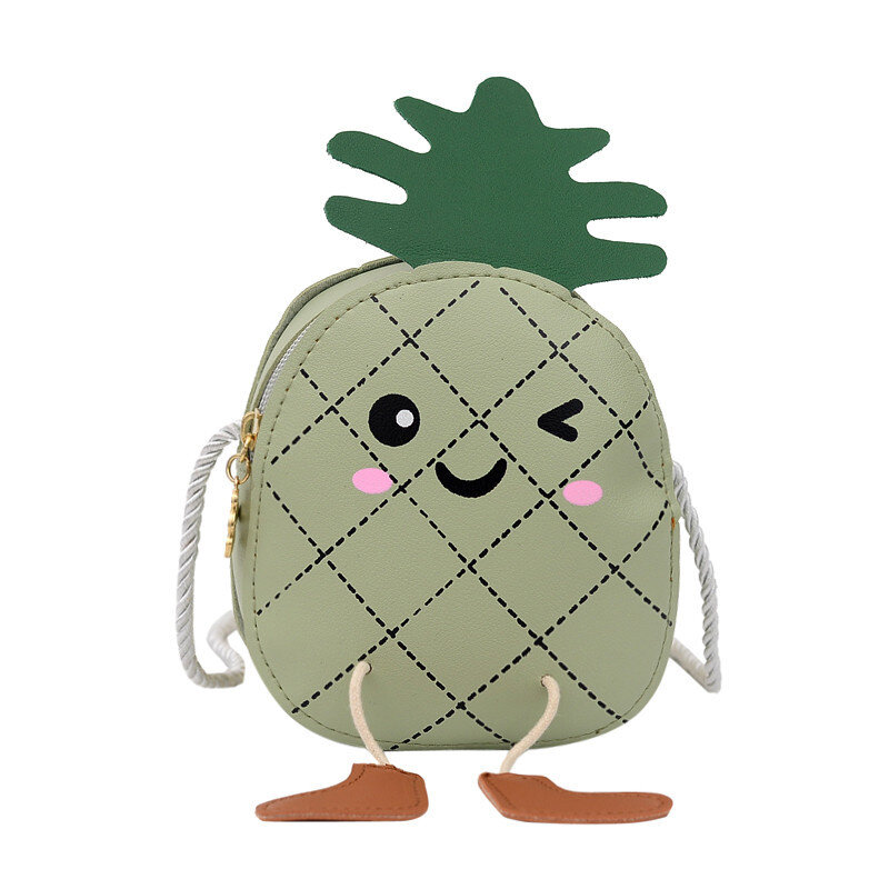 Bolsa de pu fofa para crianças, pequena bolsa de abacaxi atravessada de presente de natal bolsa de ombro para moedas para meninas