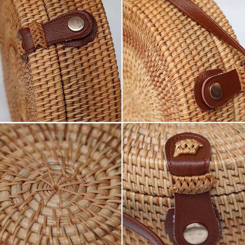 長方形の籐製ハンドバッグ,クロスボディ,ビーチ用,夏用,防塵