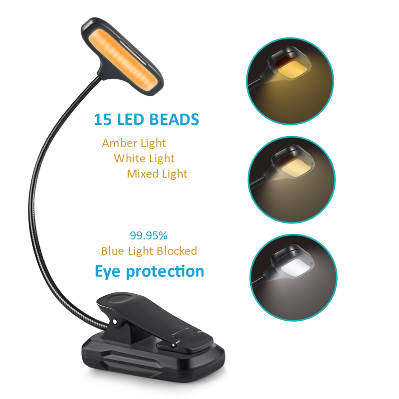 15 Led Lampe Livre Lumières USB TYPE-C Rechargeable réinitialisation-On Bureau Flexible Veilleuse Lecture Lampes pour Voyage Chambre Signets