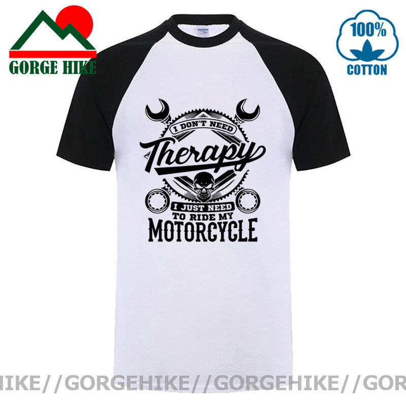 GorgeHike Trendy Biker I Don't Need Therapy I Just Need to Ride Motorcycle T shirt men Funny Skull Motocross T-Shirt Outdoor Tee