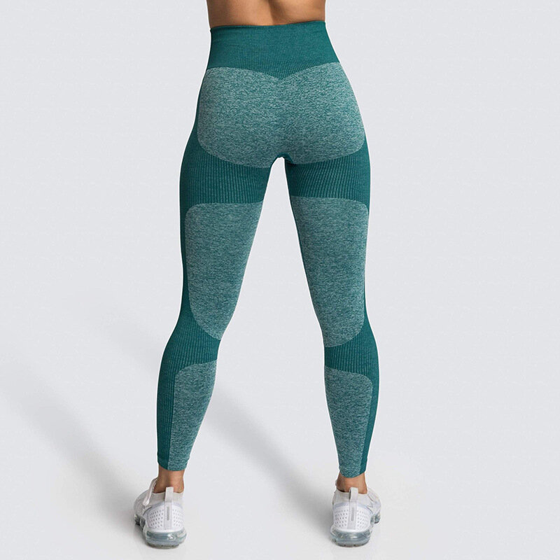 Retalhos leggings feminino leggings de fitness sem costura impressão de cintura alta push up leggings workout gym calças de duas cores