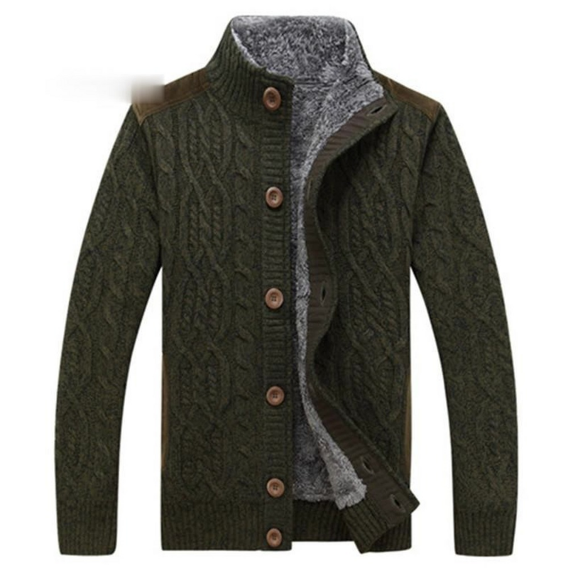 Casaco de lã de lã de lã de lã de inverno quente de veludo grosso sweatercoat único-breasted casual masculino camisola nova moda