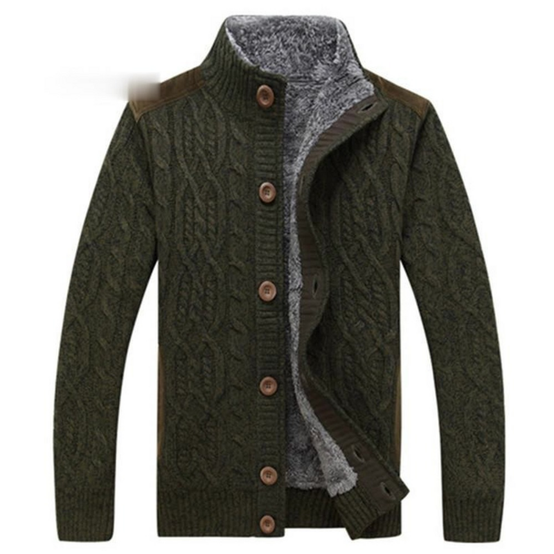 Patroon Truien Vest Mannen Trui Mannen Winter Warme Dikke Fluwelen Sweatercoat Single-Breasted Casual Mannen Trui Nieuwe Mode