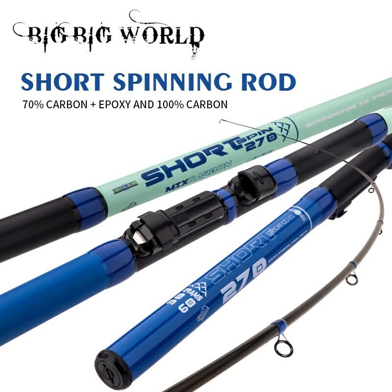 BIGBIGWORLD Hard Carbon Fiber Super Short Light Telescopic Fishing Rod Spinning Fishing Lure 10-30g or 30-60g 2.1/2.4/2.7/3.0M