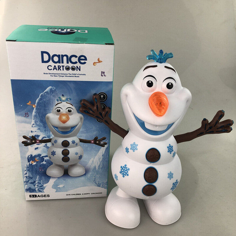 Disney Dancing Snowman Music Olaf Robot With Led Flashlight Electric Action Figure Model Kids Toy Animatronics Figurine