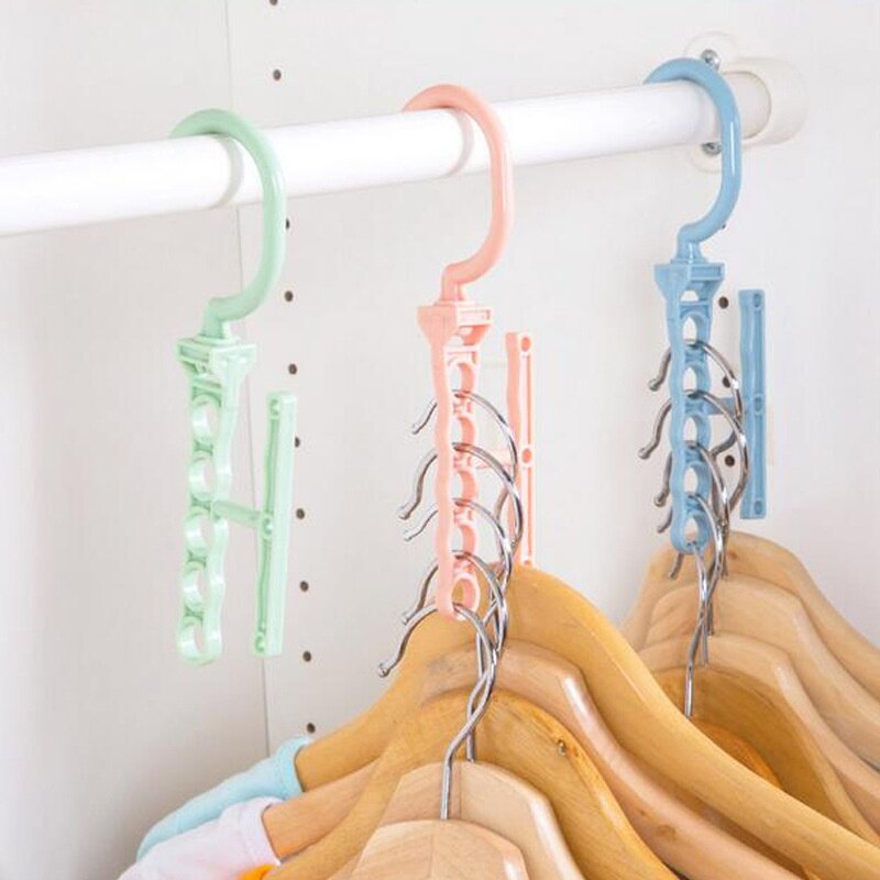 Rotating Five-hole Magic Hanger with Handle for Sorting and Drying Creative Closet Organizer Folding Clothes & Scarf Drying Rack