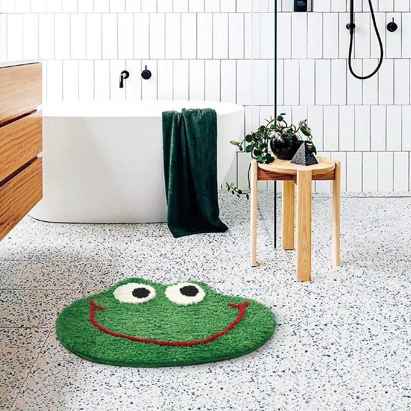Little Frog Nordic Bathroom Bathroom Non-slip Anti-fall Foot Mat Household Toilet Door Mat Bathroom Carpet  Small Fluffy Rug