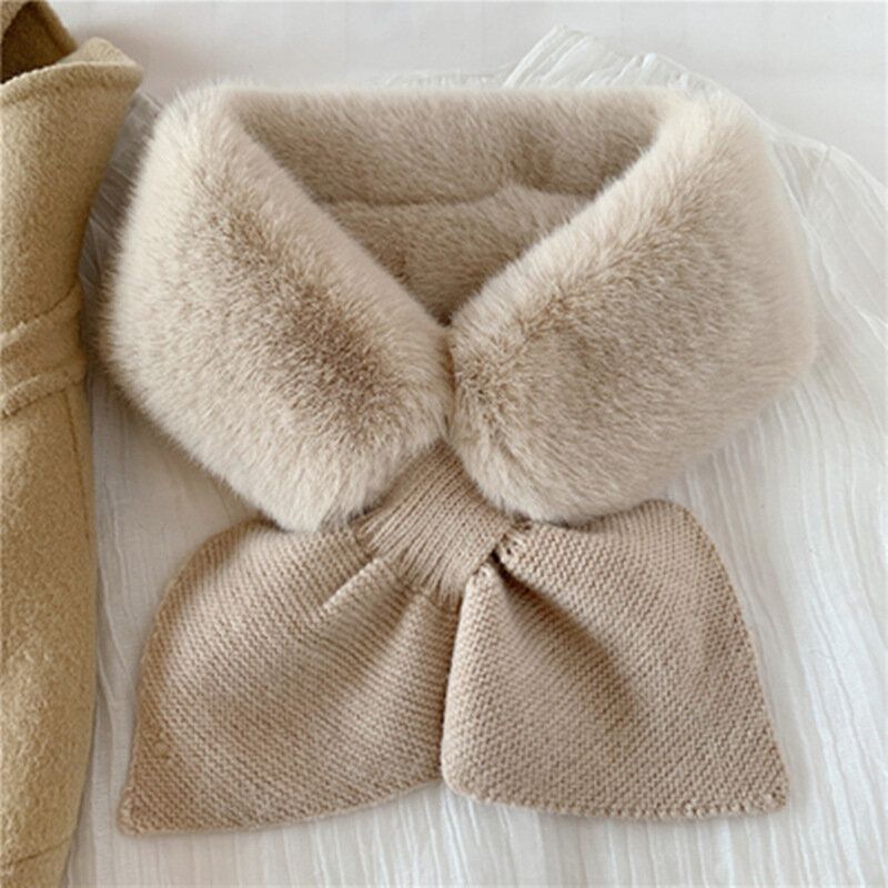 Bufanda de punto de diseño liso para mujer, pañuelo grueso y cálido de piel de conejo, moda coreana, 2021