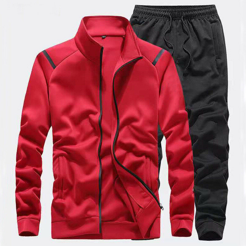 2021 جديد بلون رياضية الرجال 2 قطعة مجموعة هوديي وسراويل ملابس رياضية عصرية الصالة الرياضية ملابس الركض الرجال الدعاوى أسود أحمر
