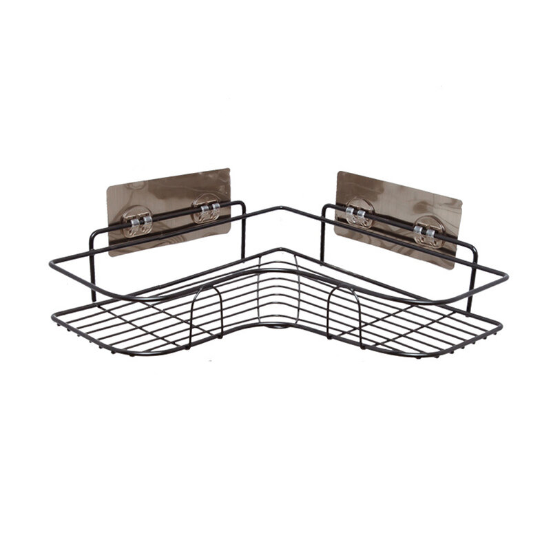 Bathroom Kitchen Shower Caddy Shelf Triangular Wall Corner Rack Organizer Holder Triangle Basket No Drilling, Design