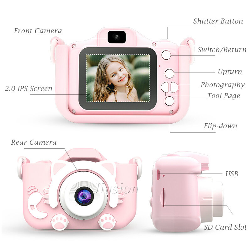 كاميرات رقمية صغيرة للأطفال 1080P كاميرا فيديو للأطفال هدايا ألعاب للأطفال 2.0 بوصة HD Kinder كاميرا تصوير فوتوغرافي