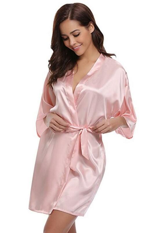 2021ใหม่ผ้าไหม Kimono Robe เสื้อคลุมอาบน้ำผ้าไหม Bridesmaid Robes เซ็กซี่น้ำเงิน Robes ซาติน Robe สุภาพสตรี Dressing Gowns