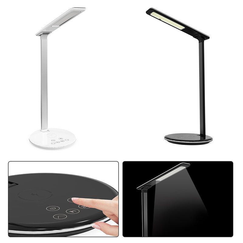 10W lampa biurkowa LED z bezprzewodowa ładowarka do telefonu USB Port wyjściowy regulowane światło elastyczne nowoczesne biurko światła