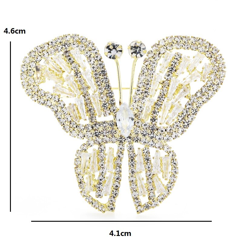 Wuli&baby Cubic Zircon Butterfly Brooches Women Unisex Beauty Butterfly Insect Party Office Brooch Pins Gifts