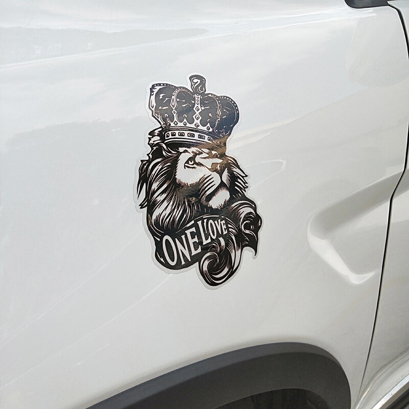 Stiker Mobil Hewan PVC Mahkota Singa Galak Tahan Air Tabir Surya Stiker Mobil Perlengkapan Aksesori Eksterior