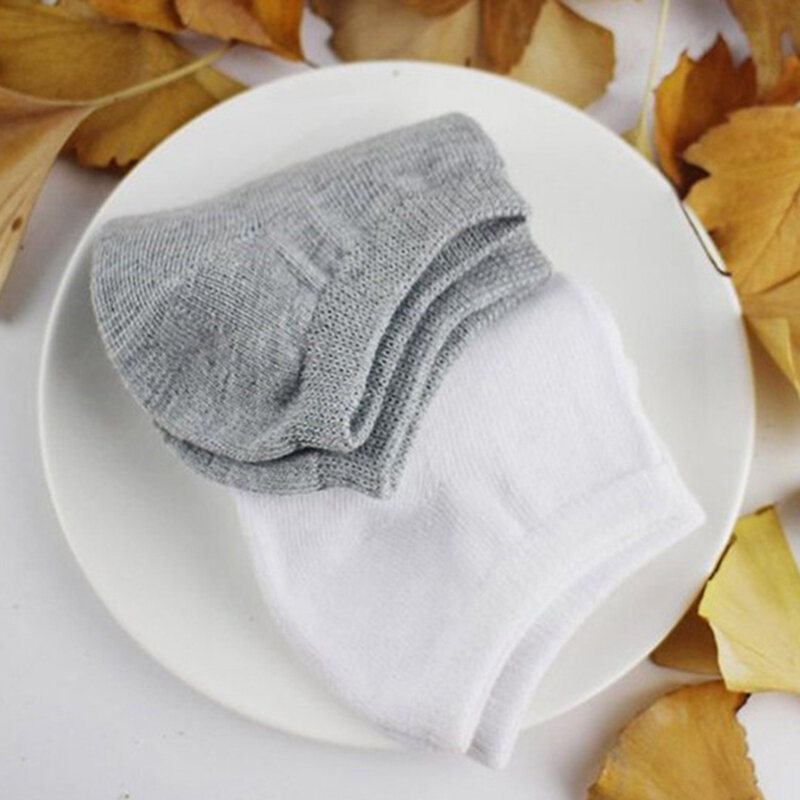 10 pares de meias femininas respirável meias esportivas cor sólida barco meias confortáveis algodão tornozelo meias branco preto