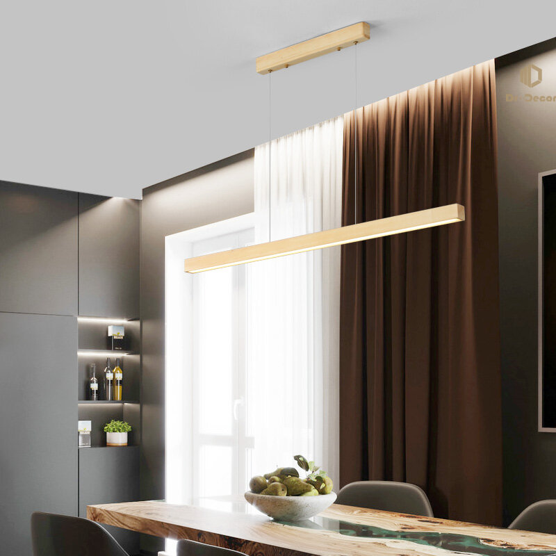 Деревянный подвесной светильник, светодиодный в скандинавском стиле для гостиной, офиса, столовой, спальни, комнатное освещение