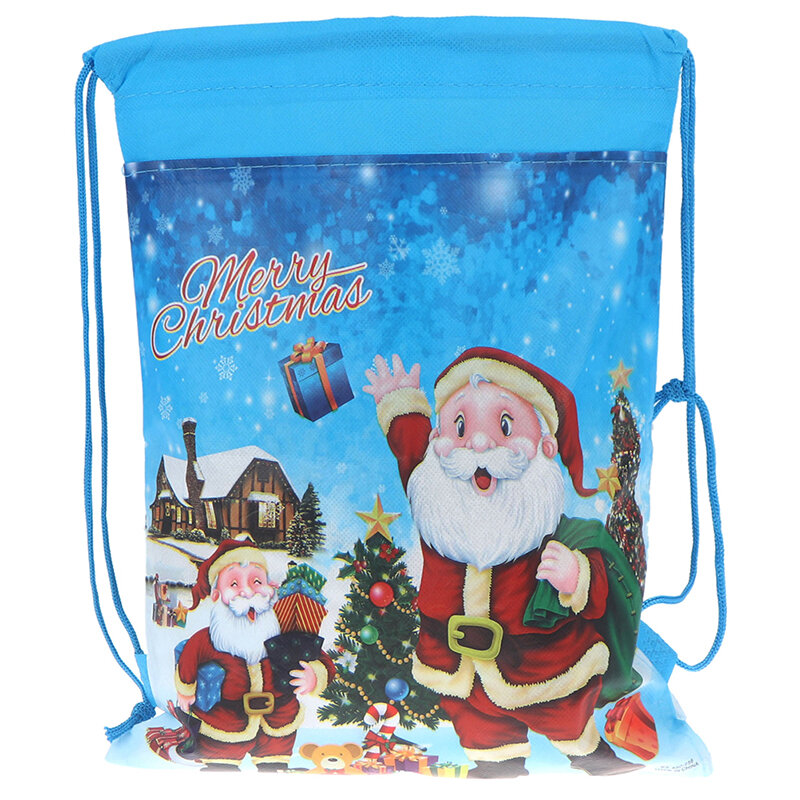 Мешки для конфет с Санта Клаусом, Рождественская сумка на шнурке, рюкзак, рождественские подарки, держатель для сумки
