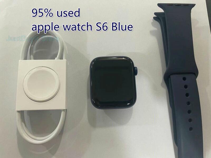 Apple 시계 시리즈 6 원래 사용 된 GPS 셀룰러 40MM/44MM 알루미늄 케이스 5 색 스포츠 밴드 스마트 워치