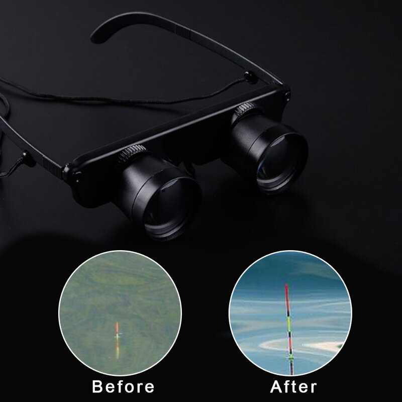 Óculos portátil com zoom, 1 * óculos de pesca ao ar livre, lupa de estilo, binóculos telescópio com zoom