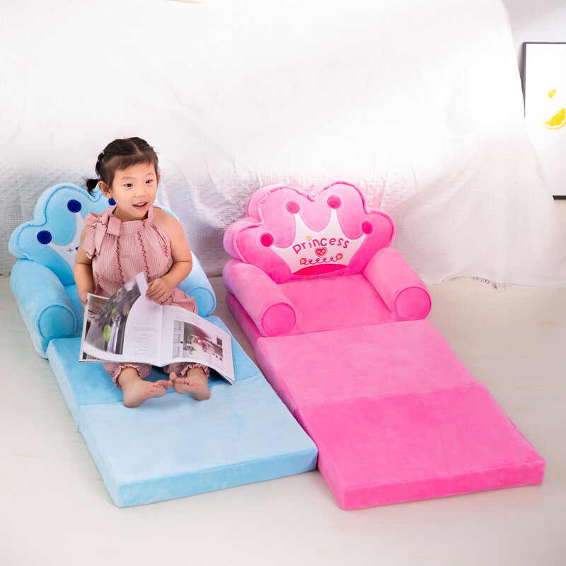 Sofá para bebé de 115CM, silla de corona de dibujos animados, cubierta para niño pequeño, sofá plegable con Material de relleno
