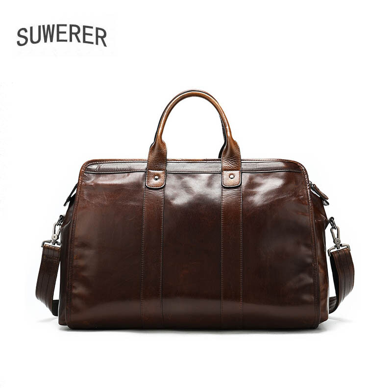 SUWERER – sac en cuir véritable pour hommes, fourre-tout de voyage d'affaires, grande capacité, portable, en cuir de vache souple, nouvelle collection