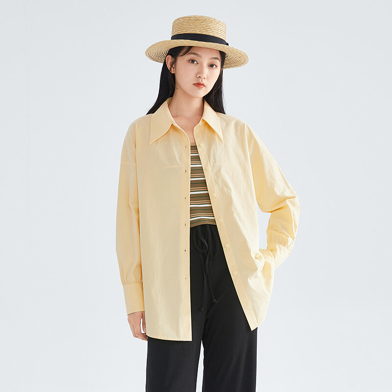 INMAN-Blusa de algodón para mujer, camisa clásica de manga larga minimalista, Tops de tendencia a la moda, primavera y otoño