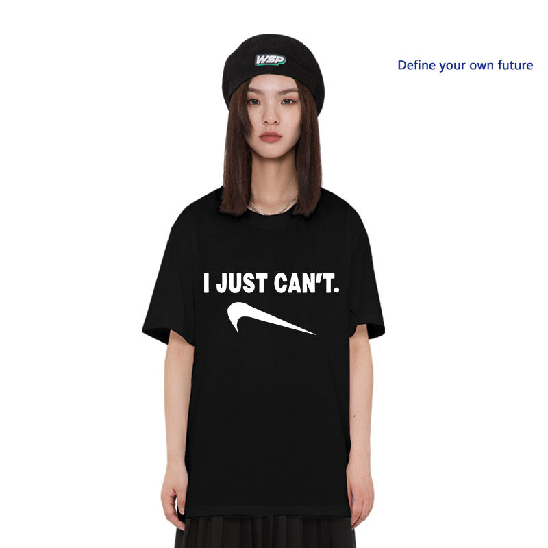 Kaus I Just Cant Kait Balik Merek Besar Spoof Kaus Lengan Pendek Longgar Pria