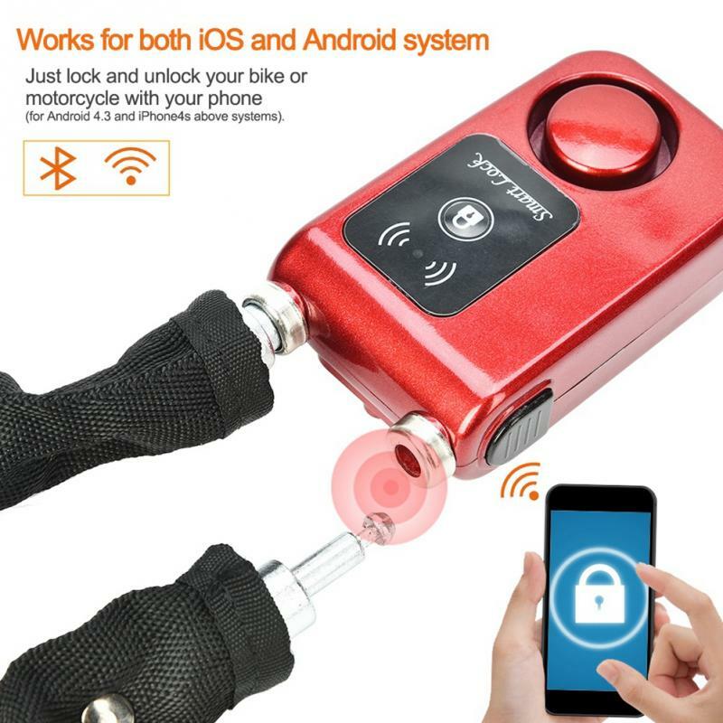 Candado inteligente Y797G para cadena de bicicleta, resistente al agua, con Bluetooth, antirrobo, Control por teléfono inteligente, rojo, 2019