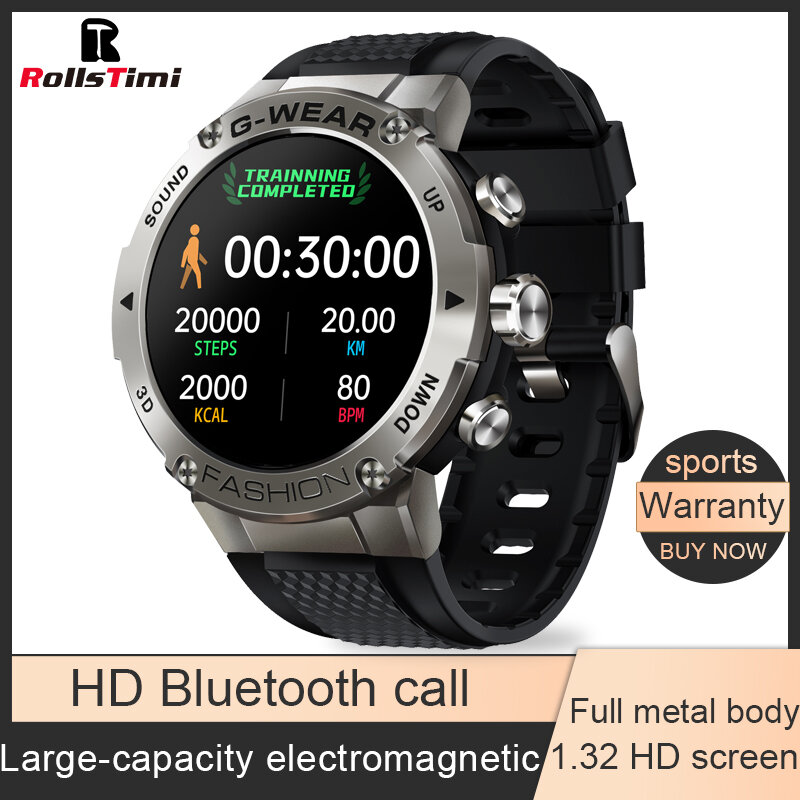 Rollstimi Smart Watch Men Bluetooth call IP68 Waterproof Sports Heart Rate Monitor Smartwatch Full Touch Screen For IOS Android