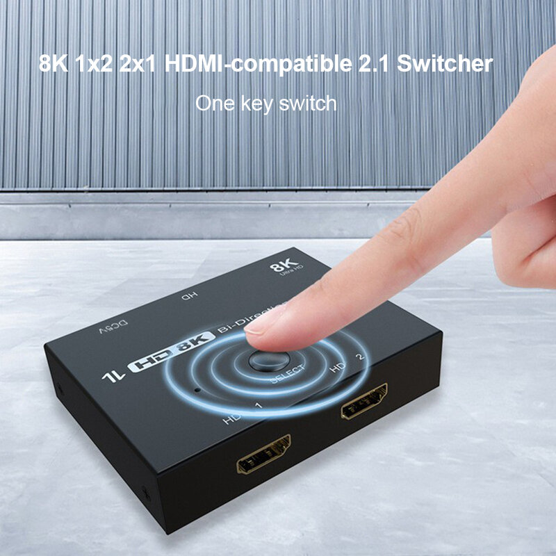 HDMI-совместимый адаптер переключателя 2,1 4K HD 120 Гц 1x 2/8K 60 Гц 2x1