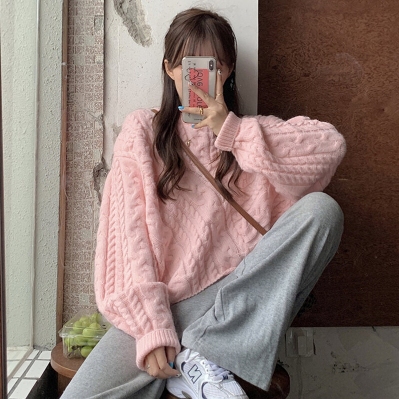 Retro Hong Kong Style Thickened Short Sweater Female Loose Outer Wear 2020 nian New Style Little Hot Selling Design
