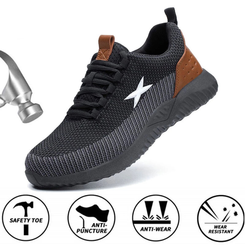 2021ความปลอดภัยรองเท้าทำงานชายหมวกเหล็กก่อสร้างทำงานรองเท้า Breathable ผู้ชายการทำงานความปลอดภัย...