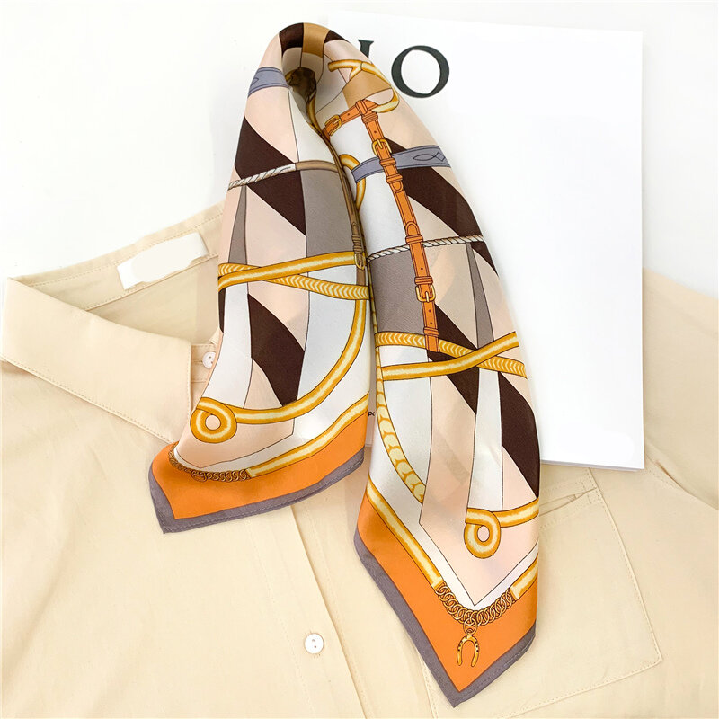 100% cachecóis quadrados de seda verdadeira, bandana feminina com estampa de alta qualidade, cachecóis de cabelo femininos, bolsa de gravata, lenço de pescoço macio