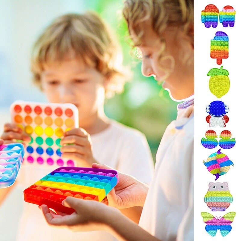لعبة الضغط على الفقاعات الحسية بألوان قوس قزح إسفنجية ألعاب لتخفيف التوتر للأطفال البالغين لعبة لتخفيف التوتر ضد الإجهاد