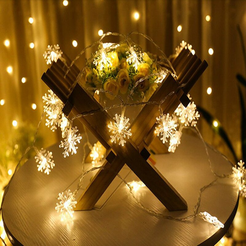 Guirlande lumineuse en LED au motif de flocons de neige,objet d'ornement pour joyeux noël et nouvel an, accessoire pour maison, 1/3m