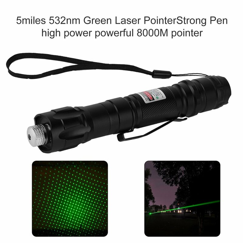 1 Pcs Hot Waterproof 8000M Pointer 4 Miles 532nm Green Laser Pointer Strong Pen High Power Powerful Dropshipping New
