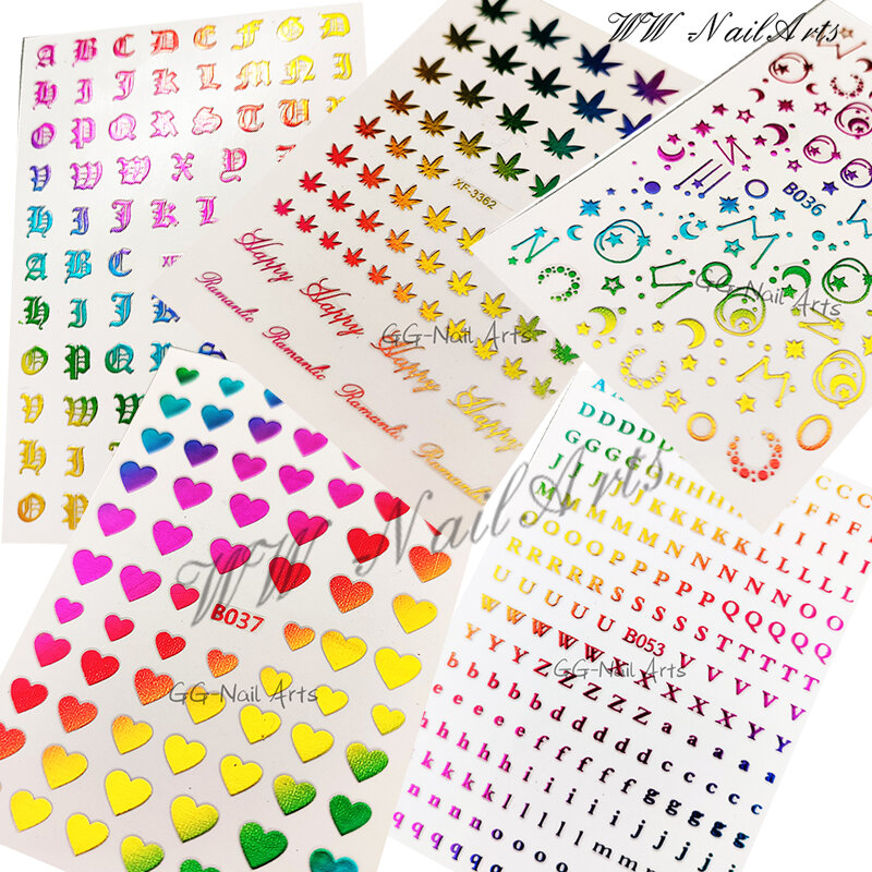 10 Chiếc 2D Series Rainbow Miếng Dán Móng Tay Tình Yêu Vật Có Sọc Dán Móng Tay Tự Adhensive Móng Tay Nghệ Thuật Trang Trí Dành Cho Nữ đảng