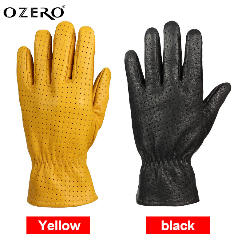 OZERO Summer Mens Goatskin Motorcycle Protective Gloves Outdoor sport Full Finger Cycling Mountain Bicycle accessories Gloves