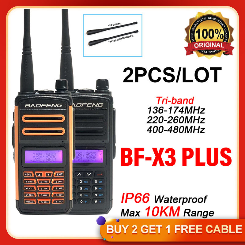 2Pcs BAOFENG X3 Plus Long Distance Portable Walkie Talkie 15km Ham Radio Transceiver baofeng uv-5r Update Two Way Radio
