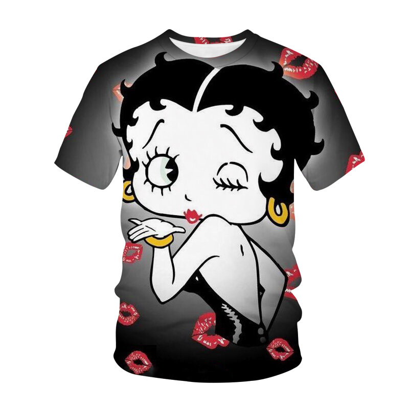 Camiseta de dibujos animados para chica, ropa de calle con estampado 3D de Betty boop-s, moda de gran tamaño para hombre y mujer, Camiseta deportiva de hip-hop