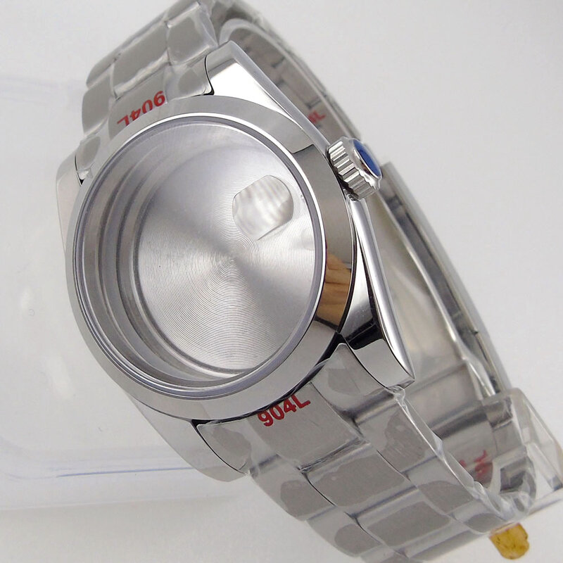 36mm relógio masculino caso peças de reposição vidro safira apto para nh35/nh36 movimento polido 904l ostra/jubileu pulseira data cyclops