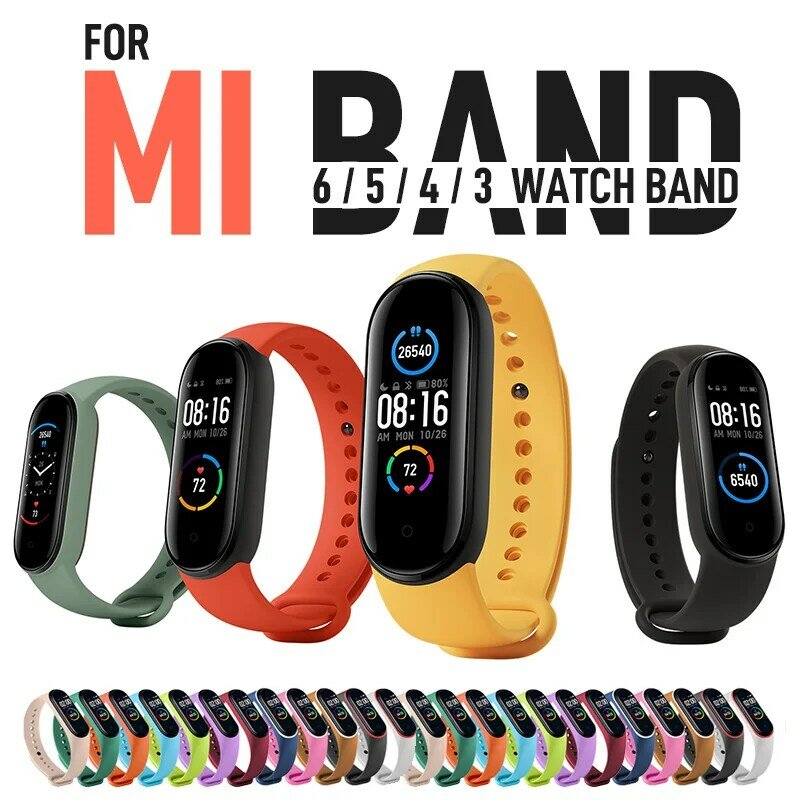 Silikonowy zegarek dla Xiaomi Mi band 6/5/4 Mi Band4 bransoletka dla Miband 5 opaska dla miband 3 część wymienna inteligentnego zegarka pasek