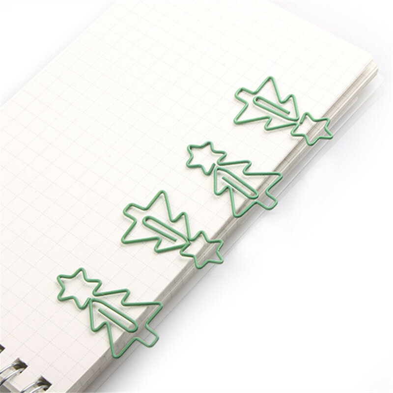 20 pçs/lote criativo forma da árvore de natal kawaii bookmark clipe de papel material de escritório escola metal verde memo clip presente papelaria