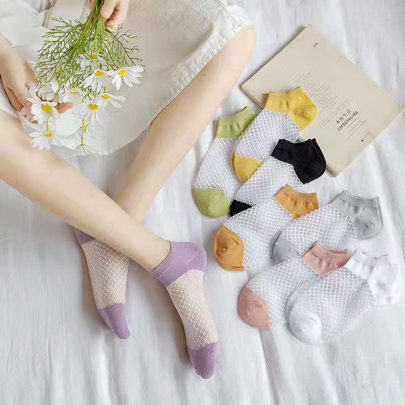 3 pairs Thin Transparent Sock Breathable Summer Women Candy colors Sweet Cute Style Comfortable Elastic Short Socks Maiden 2021