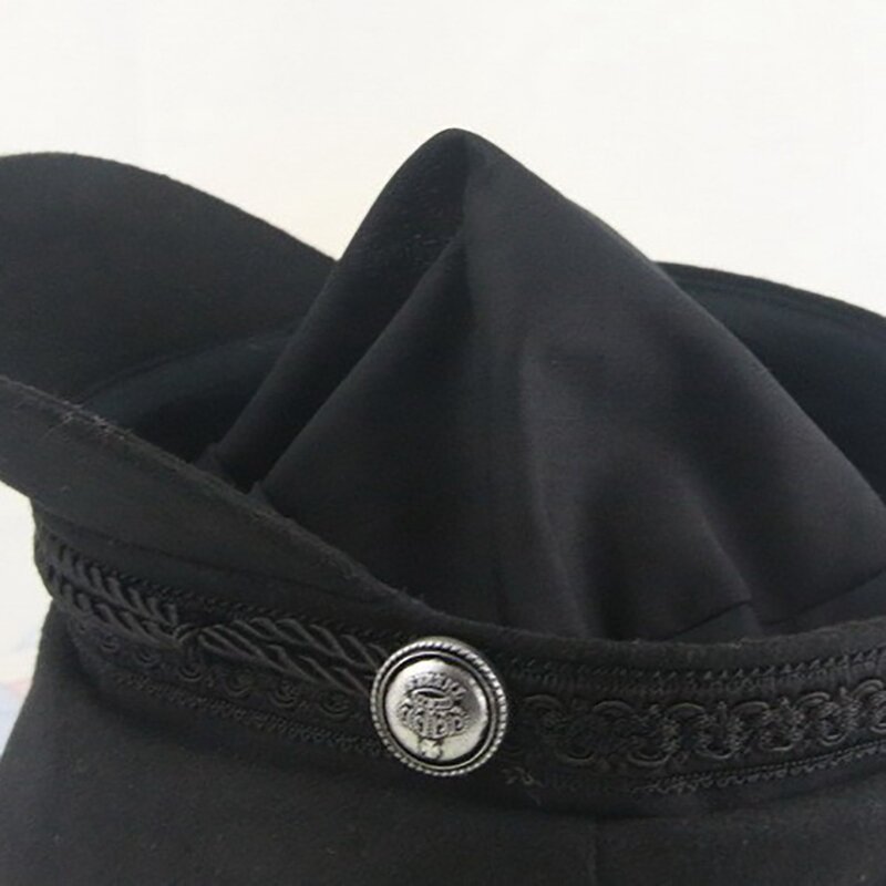 Fashion black Hat Winter Cap Wool Hat Women Button Cap Casual Street wear rope flat Cap Elegant Solid Autumn