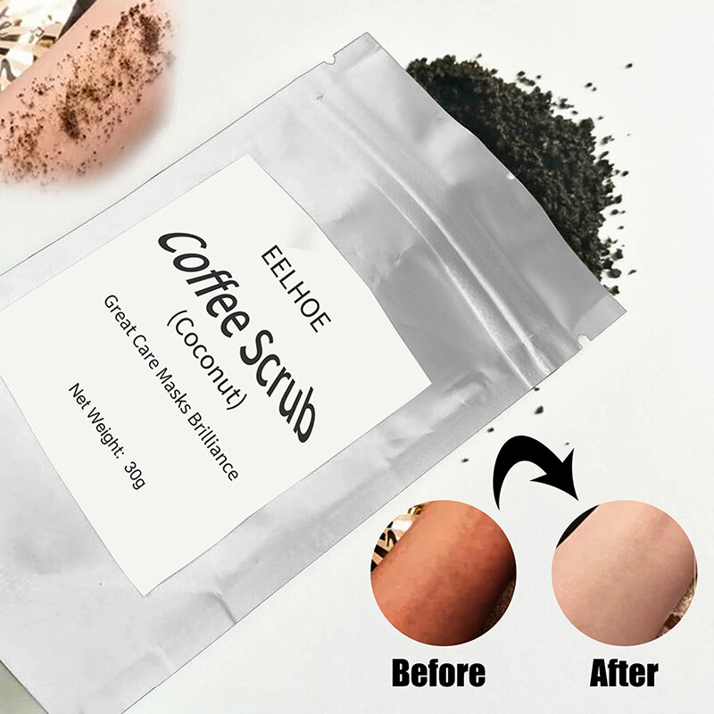 30G Koffie Scrub Kokosnoot Geur Body Scrub Crème Hydraterende Voor Exfoliërende Zout Cellulitis Dode Whitening Anti Zee