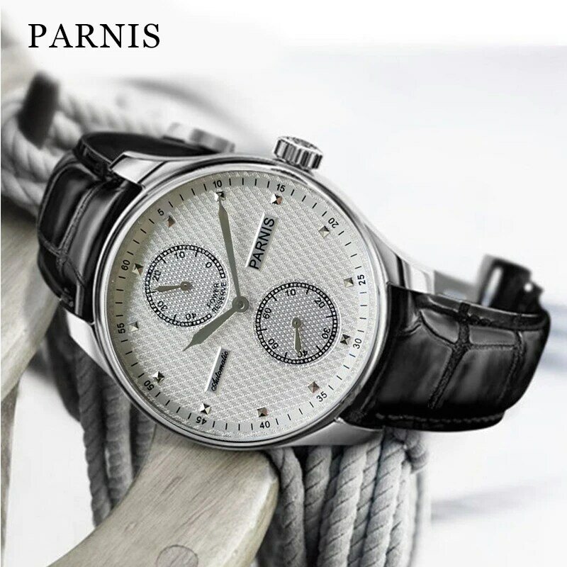 43mm Parnis Automatische Herren Uhr Gangreserve Mechanische Uhren Klassische Männer Armbanduhr Top Marke Luxus relogio masculino 2019