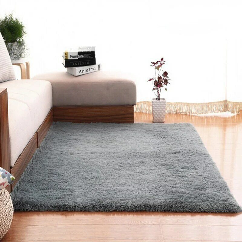 모던한 슈퍼 소프트 직사각형 카펫, 거실용 푹신한 실키 러그 미끄럼 방지 무성한 공간 매트, 침실 카펫, 홈 인테리어